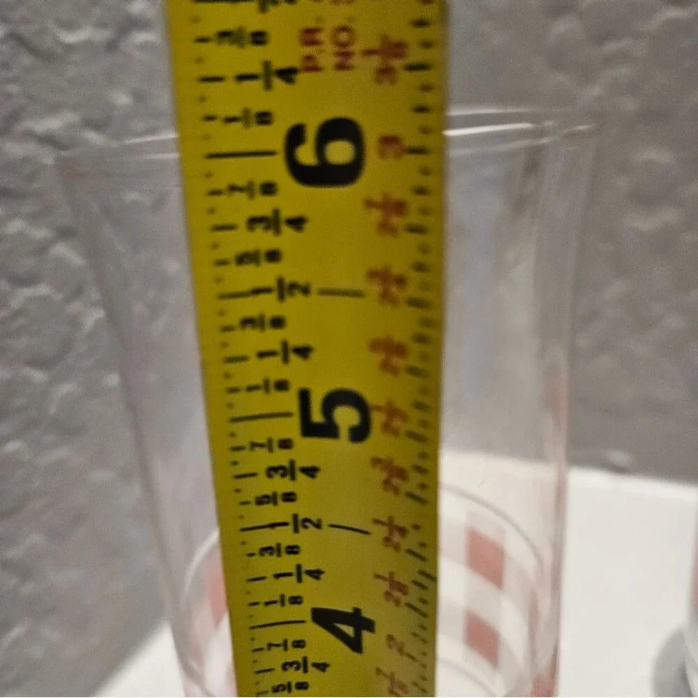 Vintage Libby Pink Gingham Drinking Glasses 6